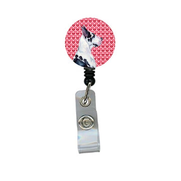 Teacher&Aposs Aid Great Dane Valentines Love and Hearts Retractable Badge Reel or ID Holder with Clip TE3420275 - main